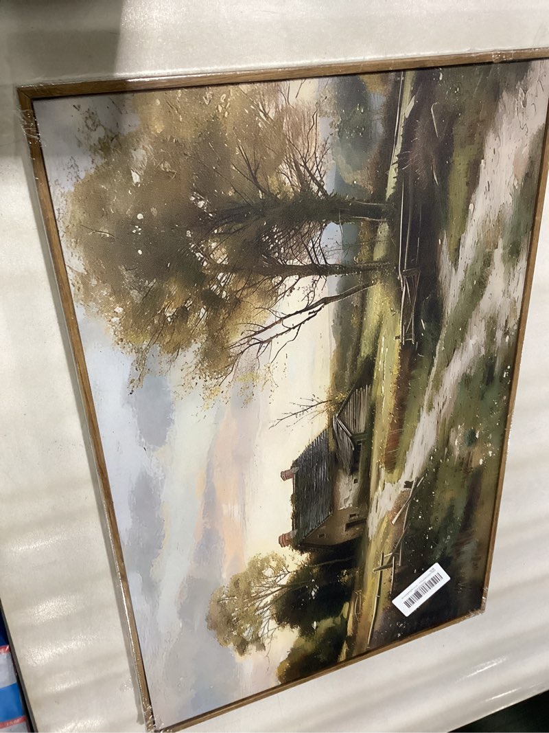Condition photo showing New/Like New for OIQArtOIQ Framed Vintage Landscape Wall Art French Country Cottage Natural Scenery Oil Painting Canvas Prints Farmhouse Decor Aesthetic Pictures for Kitchen Bedroom Living Room Bathroom Arkville scenery Framed 8x10 in