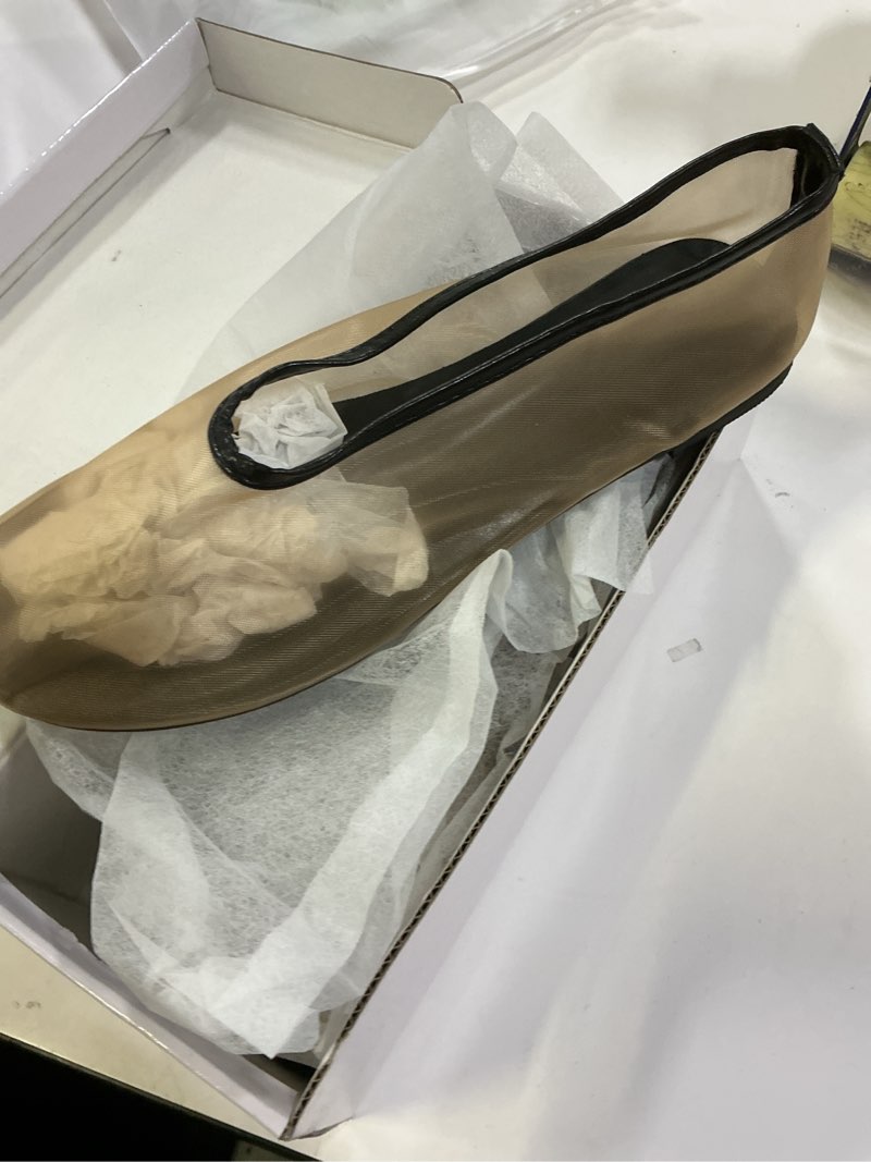 Condition photo showing New/Like New for Molozoey Women's Crystals Fine Mesh Ballet Flats,Embroidered Round Toe Ballerina Shoes,Casual Slip On Crystal Mary Jane Flats,Comfortable Daily Dress Shoes 8 Nude2