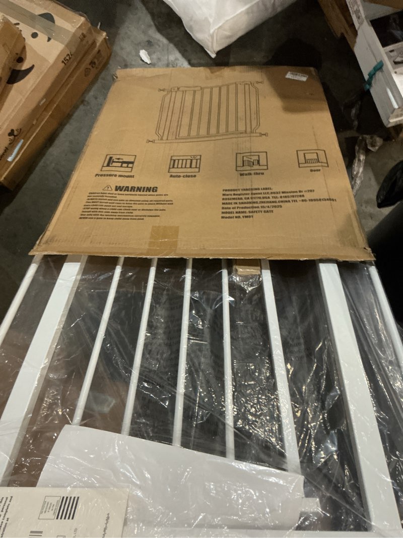 Condition photo showing Good Condition for narrow baby gate 24 inch for small dogs - white tension indoor safety auto close walk through metal gate for house doorways stairs (24.02"-27.56"/61-70cm) 24.02"-27.56"/61-70cm white