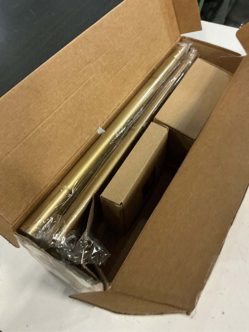Condition photo showing New/Like New for tonial curtain rods 32 to 115 inch(2.6 to 9.6 ft), telescoping splicing 3/4 single rods for windows 66 to 120 inch decorative drapery rod with translucent diamond finial, luxury gold luxury gold 32-115"
