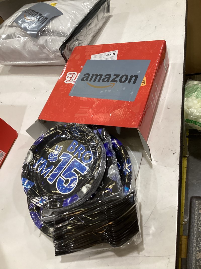 Condition photo showing New/Like New for 96pcs 15th birthday party decorations for boys15th birthday, serves 24 | blue and black 15th plates disposable official teen 15 tableware for graduation 2026 teen boy i’m 15 bro 15 years old party blue black 15th birthday kit