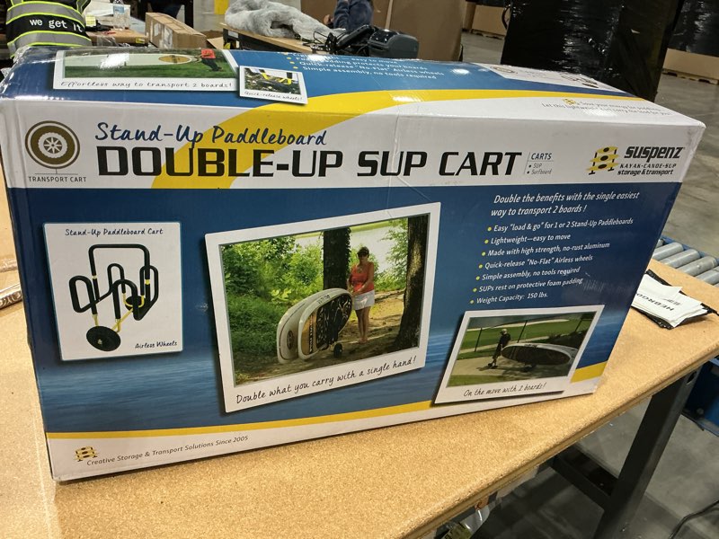 Condition photo showing New/Like New for suspenz double sup transport cart with airless wheels, carrier/trolley for 2 stand up paddle boards & surfboards, yellow (22-9934)