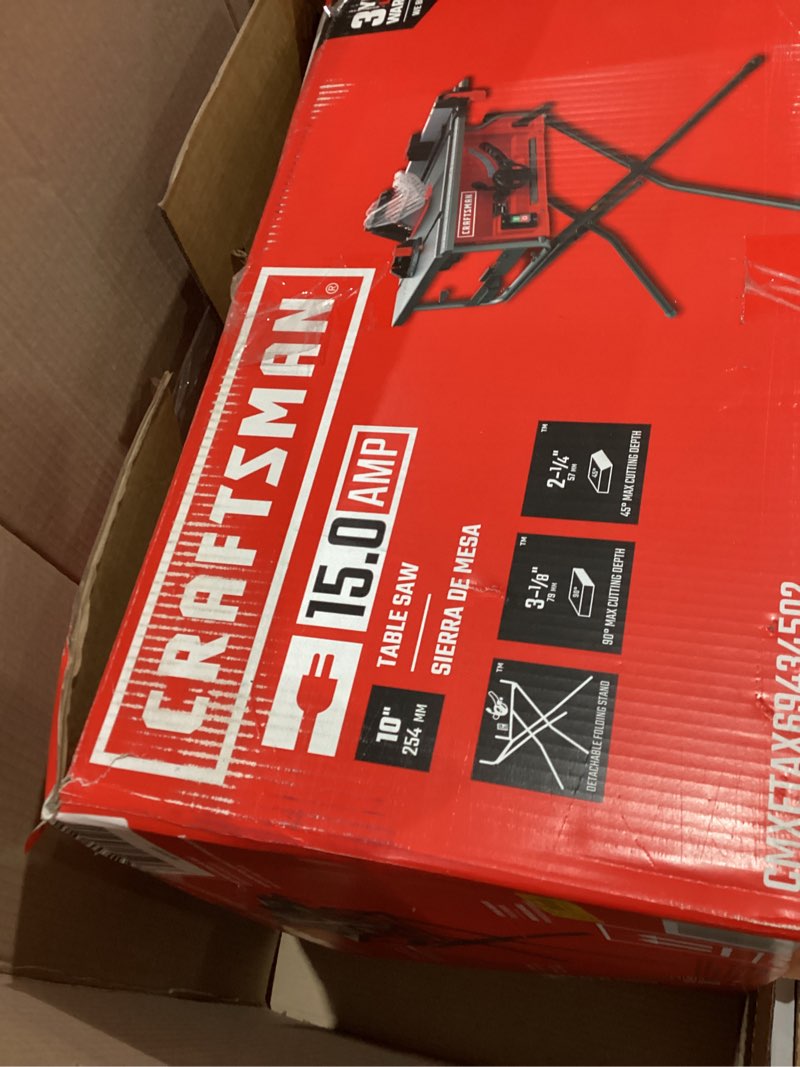 Condition photo showing As Is for craftsman 10.0-in 15.0 -amp 120.0 -volt portable jobsite table saw with folding stand