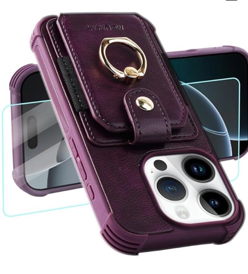 MONASAY Wallet Case Compatible for iPhone 16 Pro Max 5G 6.9 inch with 360° Rotation Ring Stand[Screen Protector][RFID Blocking] Leather Phone Cover with Card Holder for Women and Men, Light Green iPhone 16 Pro Max Light Green