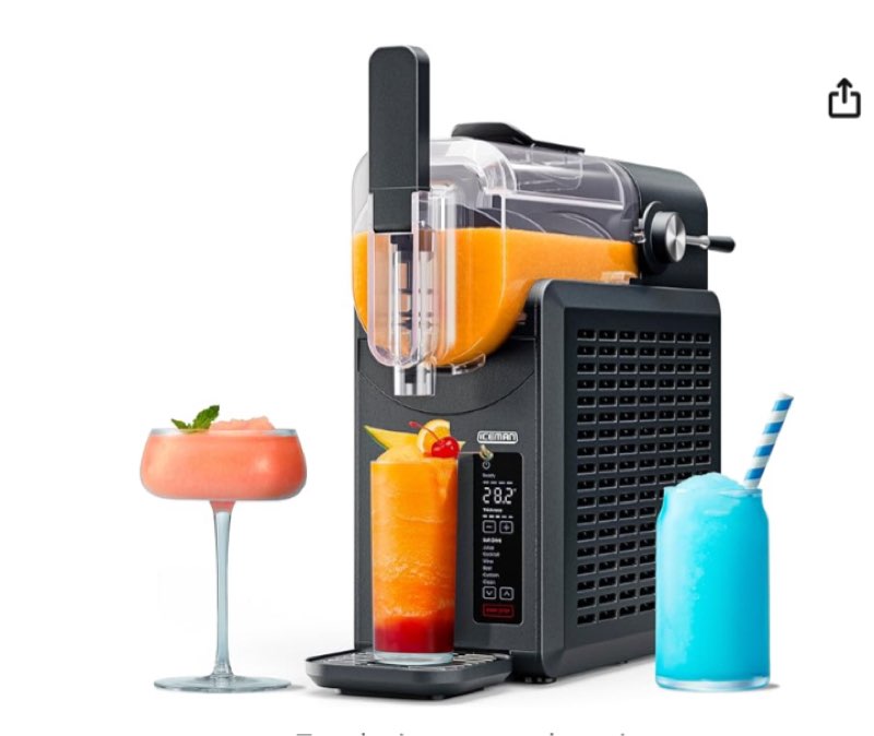 iceman by chefman slush-ease, 68oz slushie maker, 48oz capacity for frozen drinks and slushie maker with 5 preset settings and led display, perfect for margaritas