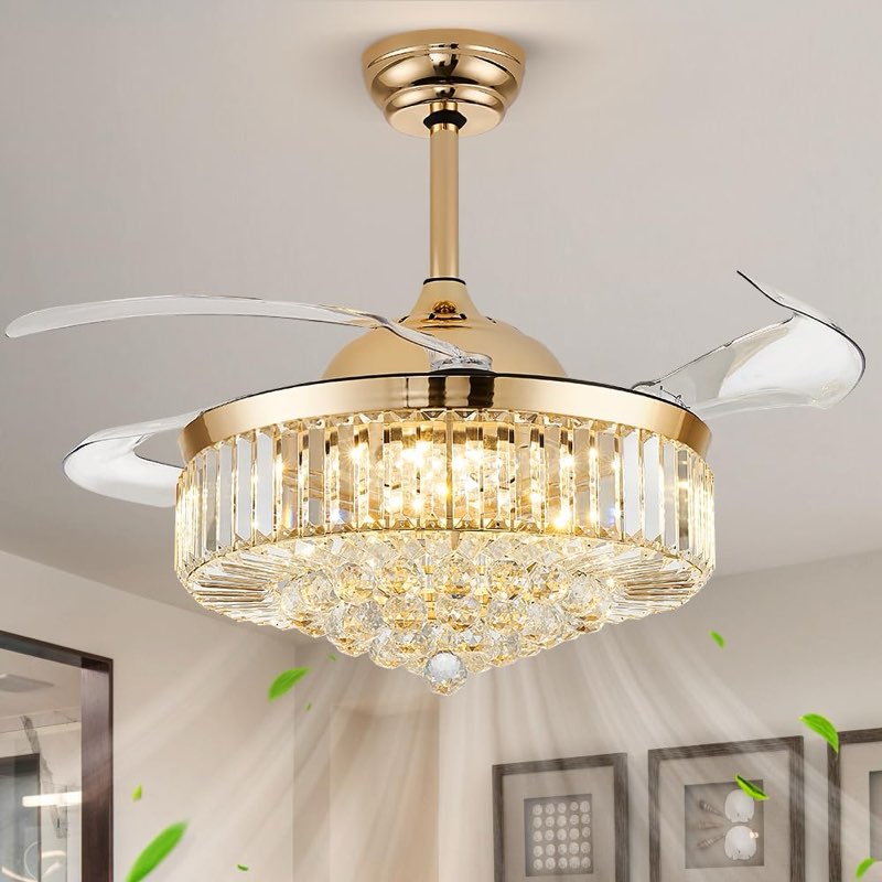Fandelier ceiling fan with light gold