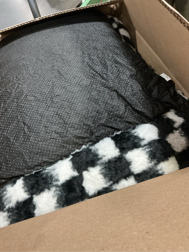 Condition photo showing As Is for JOEJOY Dog Bed Medium Size Dog, Rectangle Washable Orthopedic Corduroy Fleece Pet Bed with Removable Zipper Cover, Cute Soft Calming Puppy Bed with Non Skid Bottom Black M (30"x24"x8")