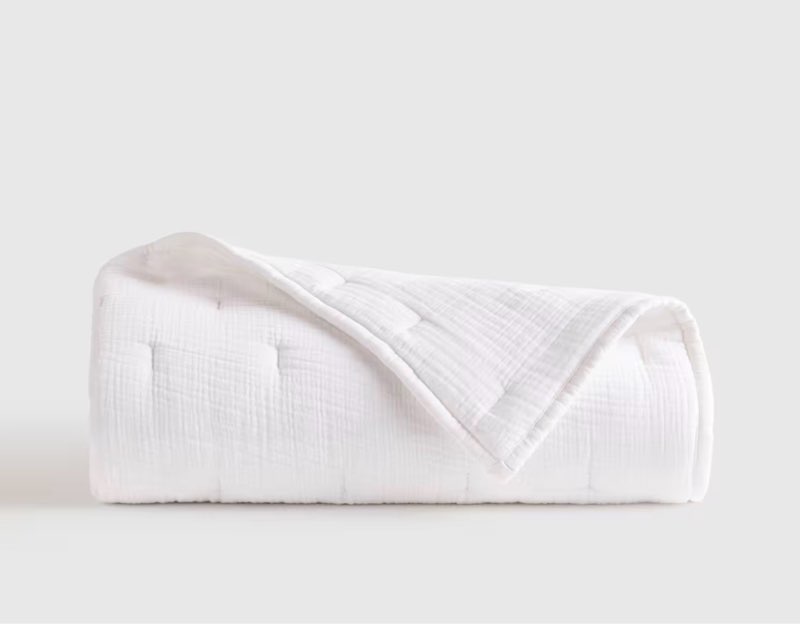 organic cotton gauze toddler quilt 36”x5” white 
