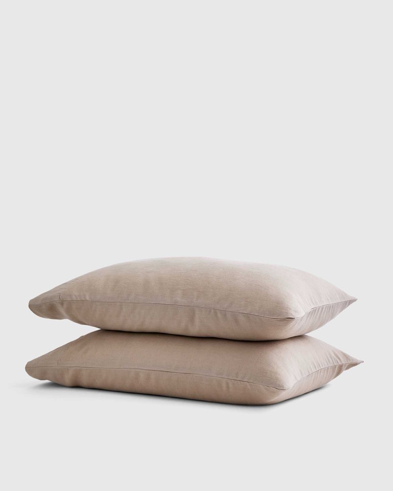 quince, european linen pillow case ,set of 2 /queen/toffee
