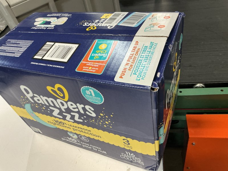 Condition photo showing New/Like New for pampers zzz overnight diapers, size 3 (16-28 lbs), 116 count, nighttime protection disposable baby diaper, night time leak and skin protection size 3 116