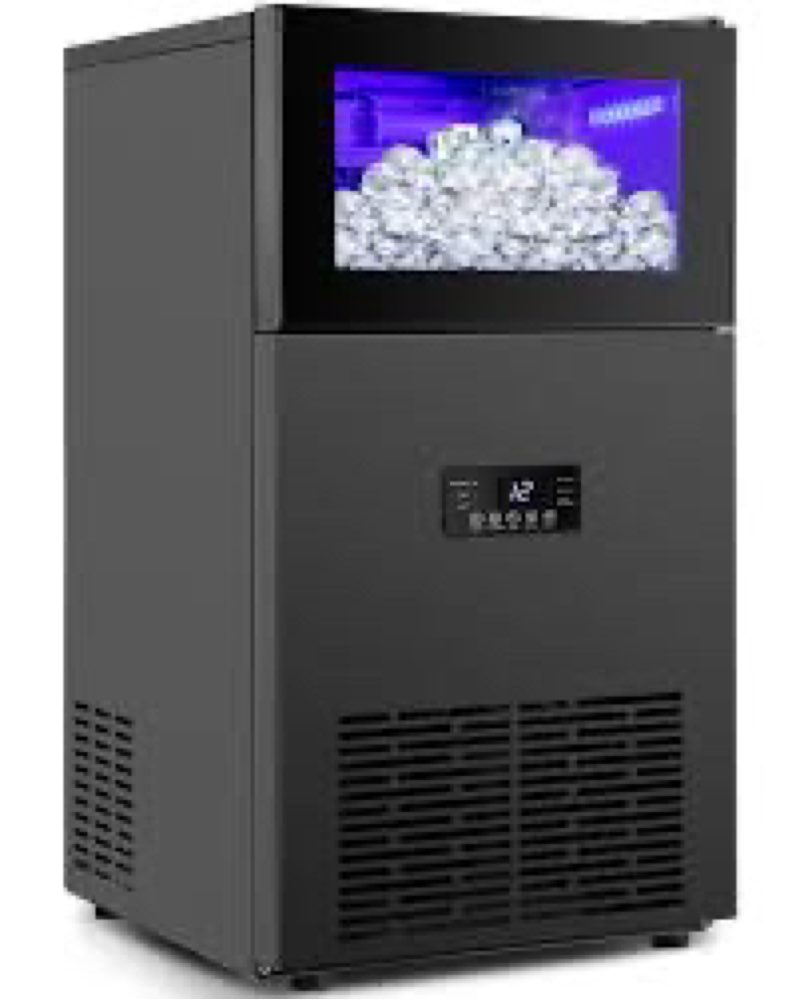 Upgraded Commercial Ice Maker - 130LBS/24H with 35LBS Storage Bin, 15" Wide Frosted Black Undercount
