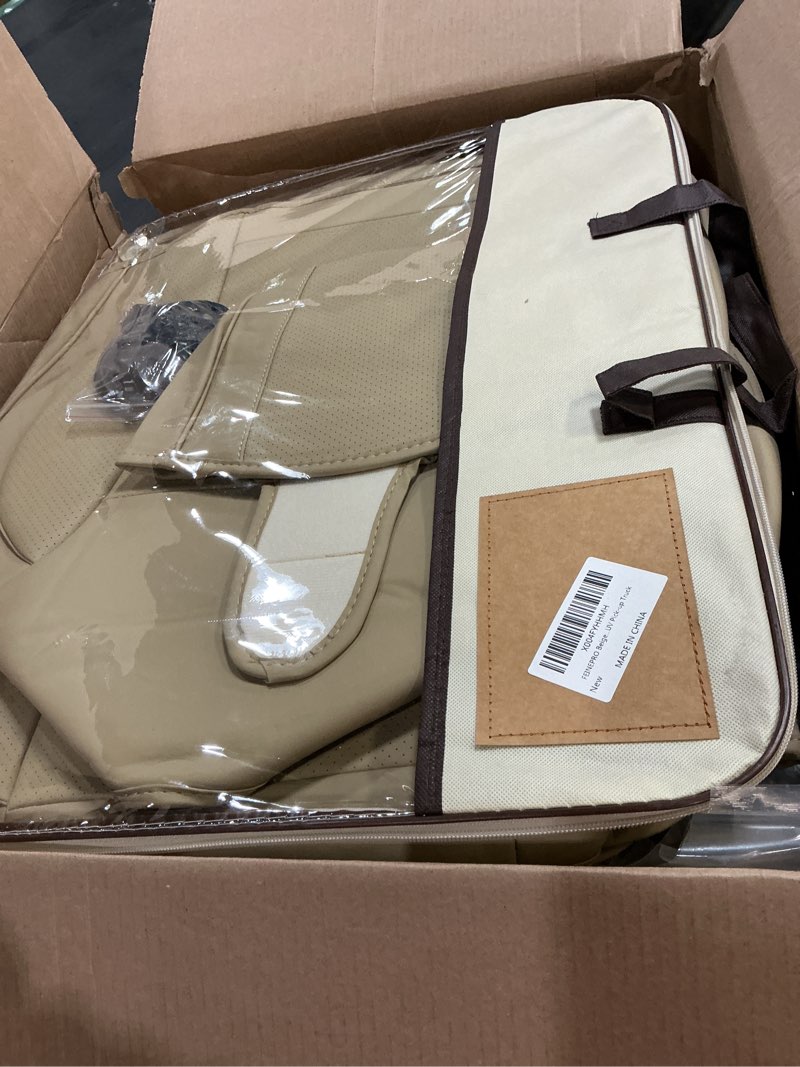 Condition photo showing Good Condition for feinepro beige car seat covers full set - breathable faux leather universal 5 seat covers for cars, automotive protector fit for most sedan suv pick-up truck full-set beige