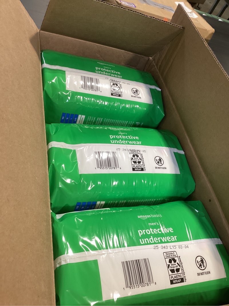 Condition photo showing Good Condition for amazon basics incontinence underwear for men, maximum absorbency, x-large, 48 count (3 packs of 16) x-large 48.0