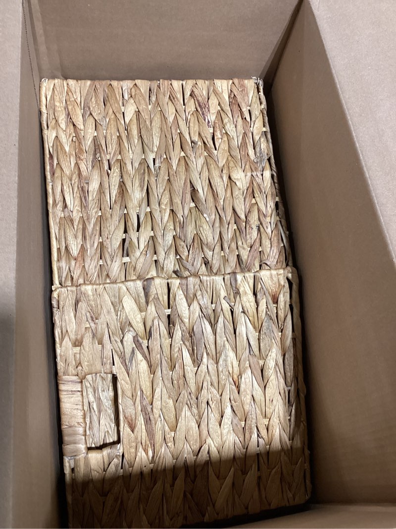 Condition photo showing Good Condition for wicker storage baskets 11 inch cube storage bins,set of 2 natural foldable square baskets for storage,water hyacinth baskets,handwoven storage baskets for shelves,kitchen or outdoor