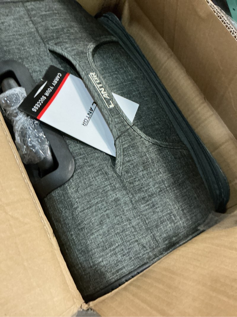 Condition photo showing Good Condition for Cantor Ultra Lightweight Softside Luggage with Spinner Wheels, Set of 3, Expandable Suitcase with Retractable Handle and ID Tag, and Interlocking Zippers with TSA Lock Grey