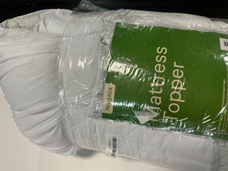Condition photo showing As Is for ultra soft full size mattress topper - viscose made from bamboo pillow top mattress pad for back pain relief - naturally cooling for hot sleepers, green green full
