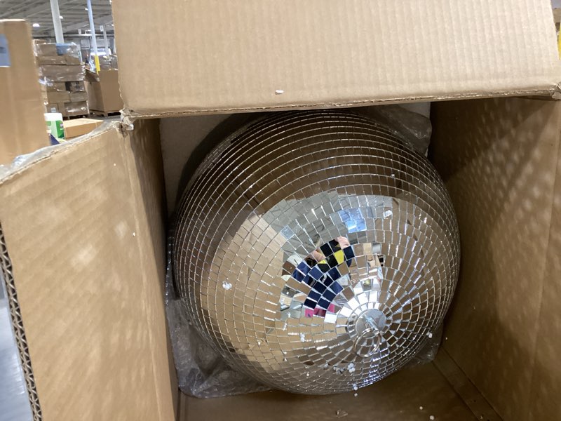 Condition photo showing Good Condition for Youdepot 16-Inch Large Disco Ball – Big Hanging Mirror Ball Disco Ball Decor for Disco Party Decorations, Weddings, Events, Disco Christmas Decor, and Home Celebration 16 in