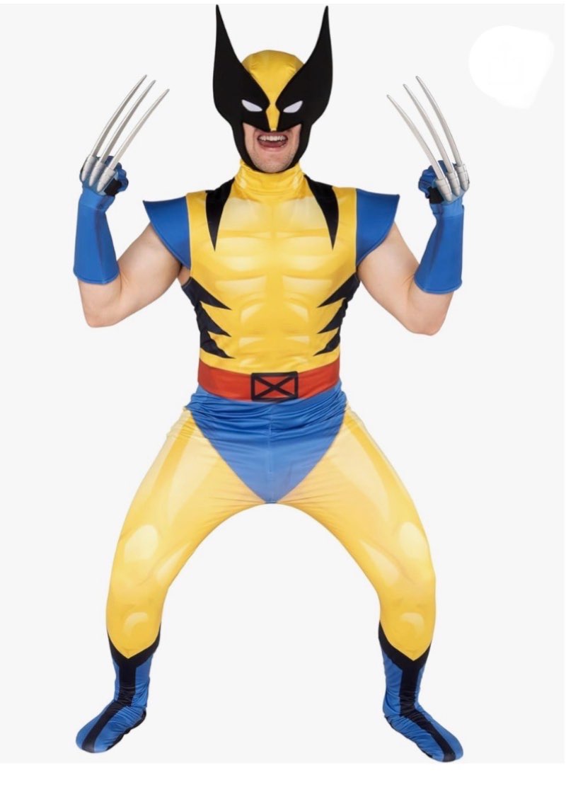 marvel wolverine official adult deluxe zentai halloween costume-deluxe spandex suit with gloves x-sm