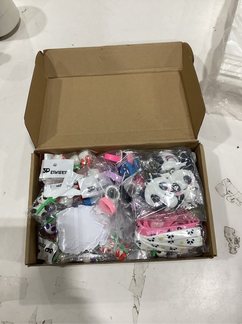Condition photo showing New/Like New for Seajan 162 Pcs Panda Birthday Party Favors for 16 Kids Include Keychain Ring Bracelet Stamp Erasers Sticker Bag Thank You Tags for Panda Theme Birthday Baby Shower Gift Bag Filler Party Decor