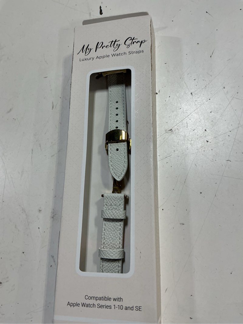 Condition photo showing New/Like New for my pretty strap - compatible apple watch band strap, genuine leatger luxury iwatch replacement strap- fits most wrists- series 1-11, se & ultra (38mm/ 40mm/ 41mm/ 42mm/ 44mm/ 45mm/ 49mm) bella white 44mm / 45mm / 46mm / 49mm / (series 1-3 - 42mm)