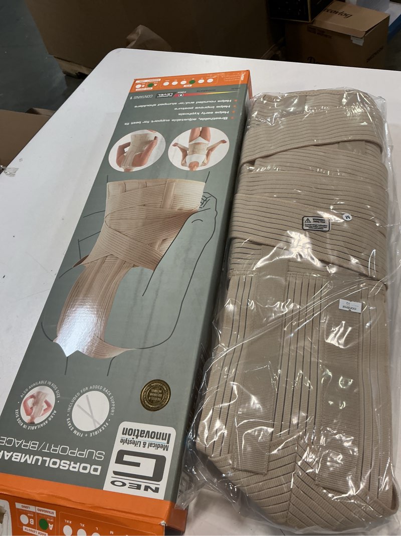 Condition photo showing New/Like New for (size m)neo-g dorsolumbar support brace - back support for early kyphosis, rounded shoulders, posture correction, muscular aches, lumbar support - fully adjustable - class 1 medical device - medium - tan medium: 27.6 - 33.5 in