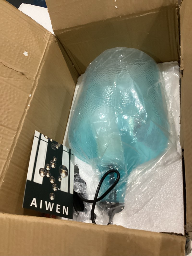 Condition photo showing New/Like New for aiwen modern pendant lights fixture kitchen island 1-light 11.8 inch blue glass pendant lighting farmhouse bell shape hanging light for dining room sink restaurant e26