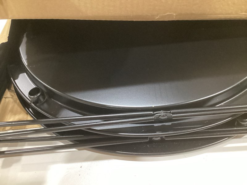 Condition photo showing As Is for Garden 4 you End Table 2 PCS Metal Side Table Black Round Folding Tray Cyan Sofa Small Accent Fold-able Table, Round End Table Tray, Next to Sofa Table, Snack Table for Living Room and Bed Room