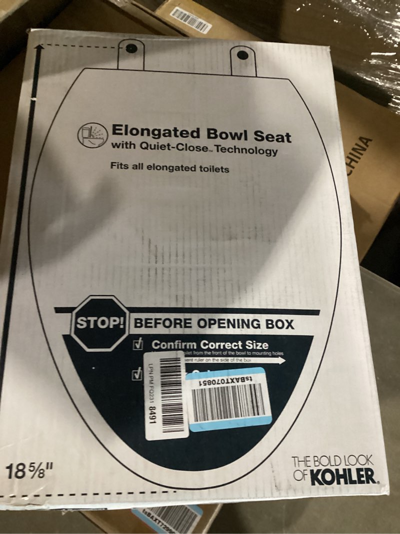 Condition photo showing New/Like New for kohler 20454-0 ridgewood elongated soft close toilet seat, quiet close, wood toilet seat, home essentials, white white toilet seat