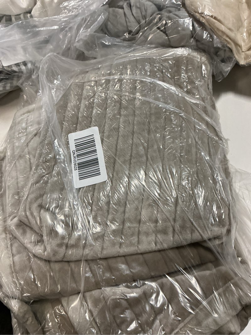 Condition photo showing Good Condition for cotton velvet channel quilted sham set, king, light taupe