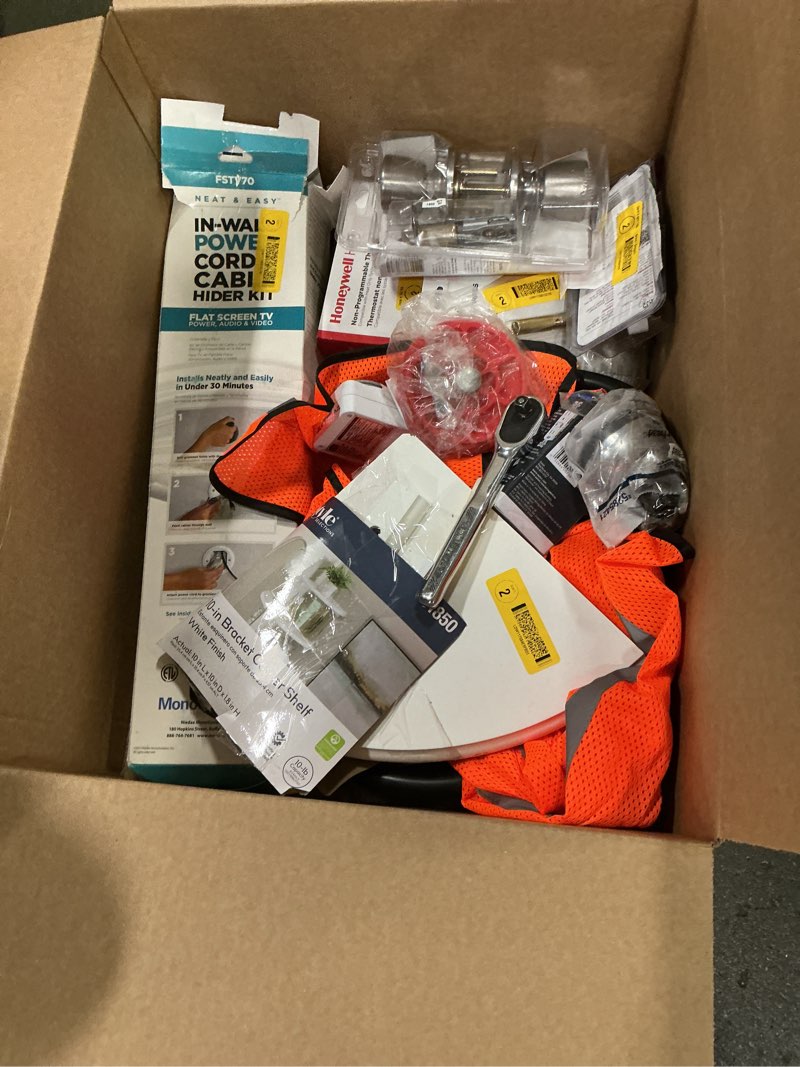Condition photo showing As Is for Assorted Home Improvement Lot (Small Tools, Screw, Home Accessories, etc.)
