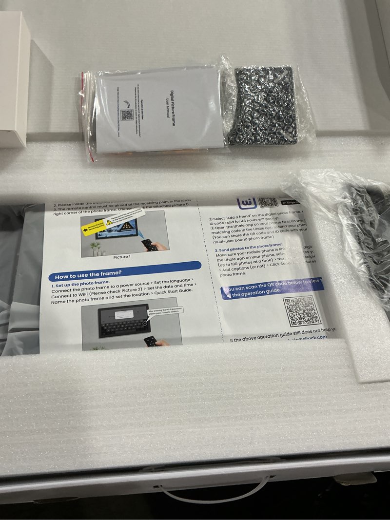 Condition photo showing New/Like New for FANGOR 21.5" Large Digital Picture Frame 64GB, WiFi Photo Frame 1920x1080 FHD IPS Display with Remote Control, Auto-Rotate, Wall Mounted, Share Photos/Videos Via Uhale App/USB/SD (No Touch Screen) 21.5 Inches