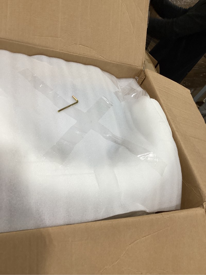 Condition photo showing New/Like New for mid century sherpa boucle accent chair, round upholstered barrel arm chair for small spaces, fluffy side corner sofa chair for living room, bedroom, vanity, office, reading nook(cream white)