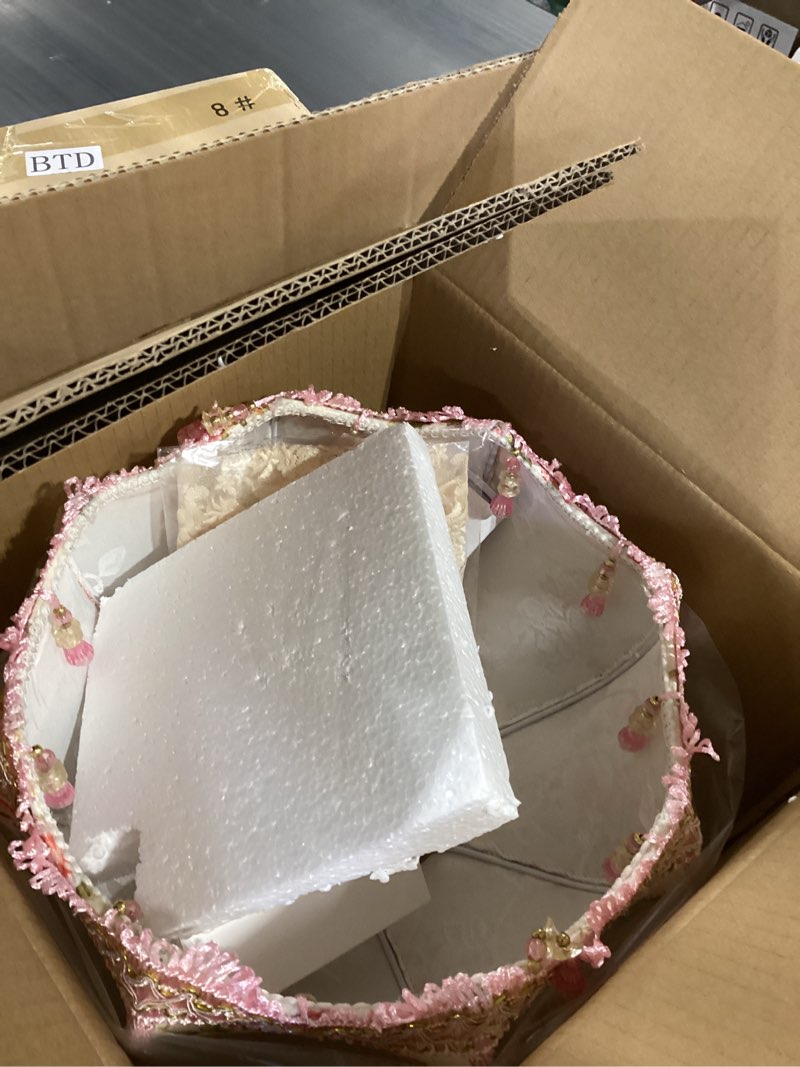 Condition photo showing Good Condition for retisee victorian flower table lamp floral coquette lamp with vintage lace placemat fabric lampshade beaded fringe antique lovely decorative bedside night light for bedroom nightstand(pink victorian)