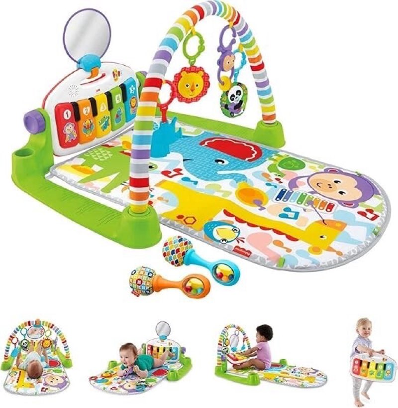 fisher-price baby playmat deluxe kick & play piano gym & maracas with smart stag