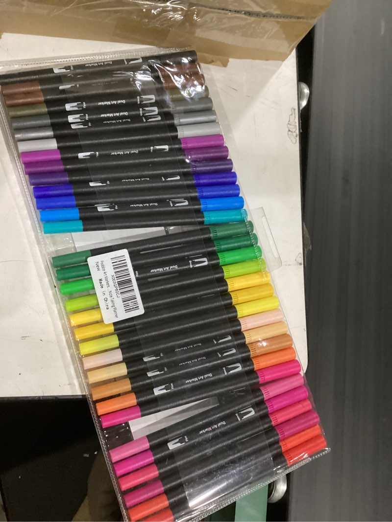 Condition photo showing Good Condition for art markers brush pen, markers for adult coloring books no bleeding,32 colored pens fine point highlighter pen & brush for adult coloring journaling note taking planner