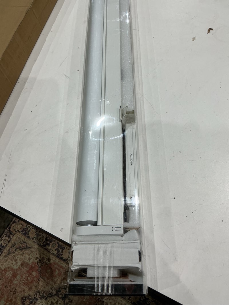 Condition photo showing As Is for smart motorized blinds with remote, cordless no-drill automatic roller shades, blackout electric blind for windows, grey, 46.5 x 72 46.5"w x 72"h grey