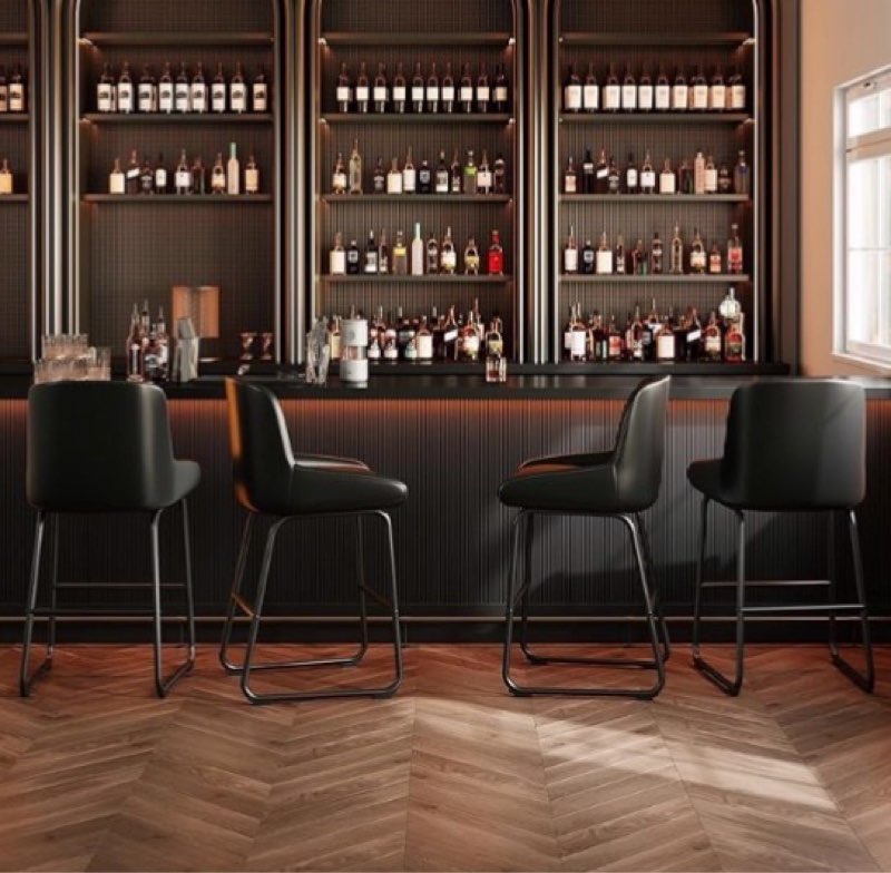 IDEALHOUSE Counter Height Bar Stools Set of 4, PU Leather Barstools with Back and Footrest, Modern I