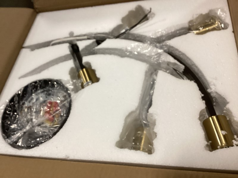 Condition photo showing Good Condition for Modern Sputnik Semi Flush Mount Ceiling Light Fixture Black and Gold,5-Lights Mid Century Sputnik Chandelier for Dining Room,Kitchen,Hallway,Laundry Room,Bedroom(Bulbs Not Included) 5-lights Black and Gold