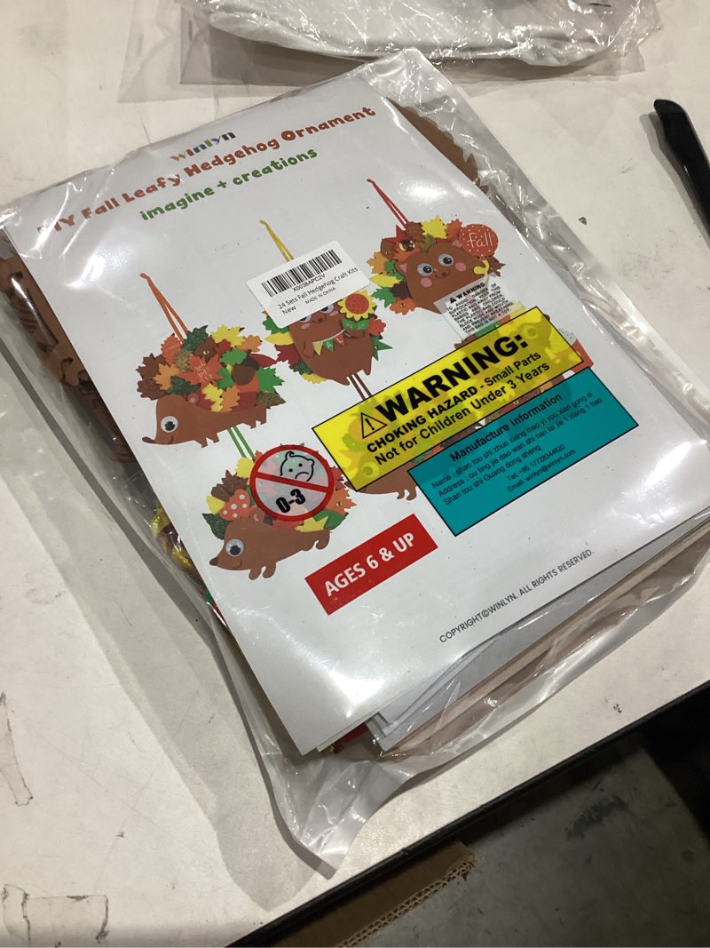 Condition photo showing New/Like New for Winlyn 24 Sets Fall Craft Kits Thanksgiving Crafts DIY Fall Leafy Hedgehog Ornaments Decorations Art Sets Autumn Leaf Foam Stickers Arts and Crafts for Kids Holiday Classroom Activities Party Favors