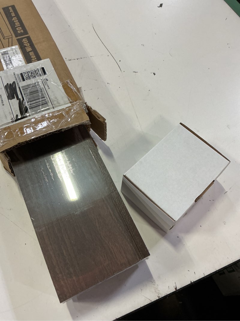 Condition photo showing Good Condition for axeman picture ledge shelf | 20 inch floating shelves set of 2 | walnut wall shelves with lip | walnut picture shelf for wall with ledge | wood photo ledges for living room bedroom walnut 20inch