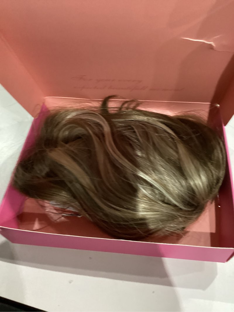 Condition photo showing As Is for PANEWAY 20 Inch Hair Toppers for Women Synthetic Fiber Topper with Natural Waves, Clip-In Hairpiece for Thinning Hair, Adds Volume & Length, Lightweight & Breathable (Light Brown with Ash Highlights) 20 Inch Light Brown with Ash Highlights