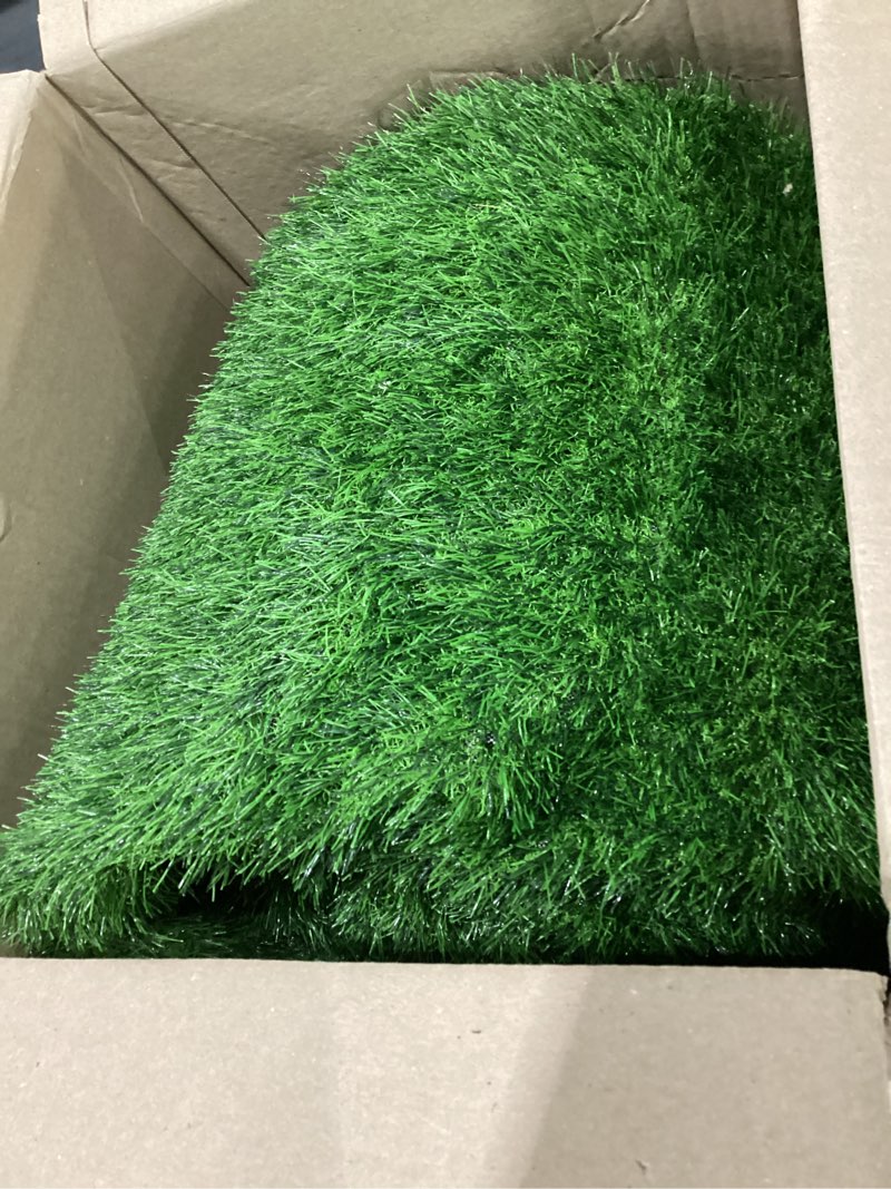 Condition photo showing As Is for Artificial Turf Grass Outdoor - Synthetic Fake Grass Indoor Turf Rug with Drainage Holes for Patio, Balcony, Backyard, Landscape Decoration - Pet Friendly Dog Grass Mat (5Ft x 10Ft)