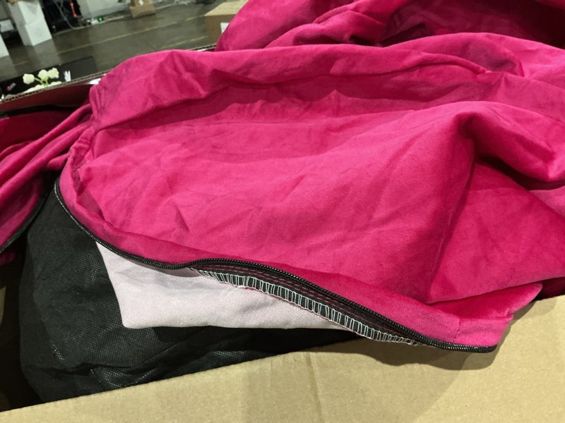 Condition photo showing As Is for similarly ))))bean bag chair with ultra soft ))velvet cover bean bag sofa with memory foam bean bag chairs with large size lazy sofa for dorm office living room bedroom pink 6' pink 6ft-