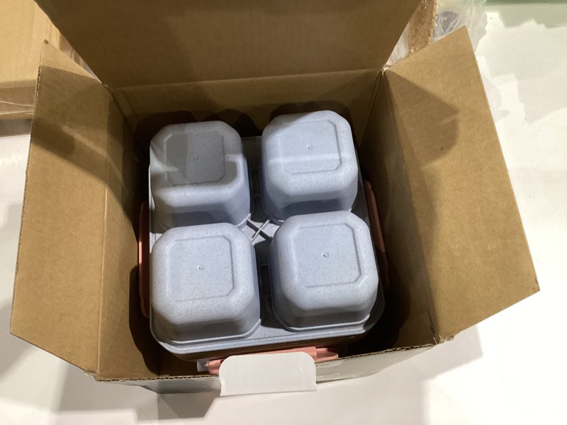 Condition photo showing Good Condition for greenandlife 4 Pack Bento Lunch Box Set for Kids Adults, 4 Compartment Reusable Wheat Straw Meal Prep Food Storage Snack Containers, Stackable Snack box, Microwave and Dishwasher Safe, INS INS Series 4 Compartment (6.5'' X 6.5'')