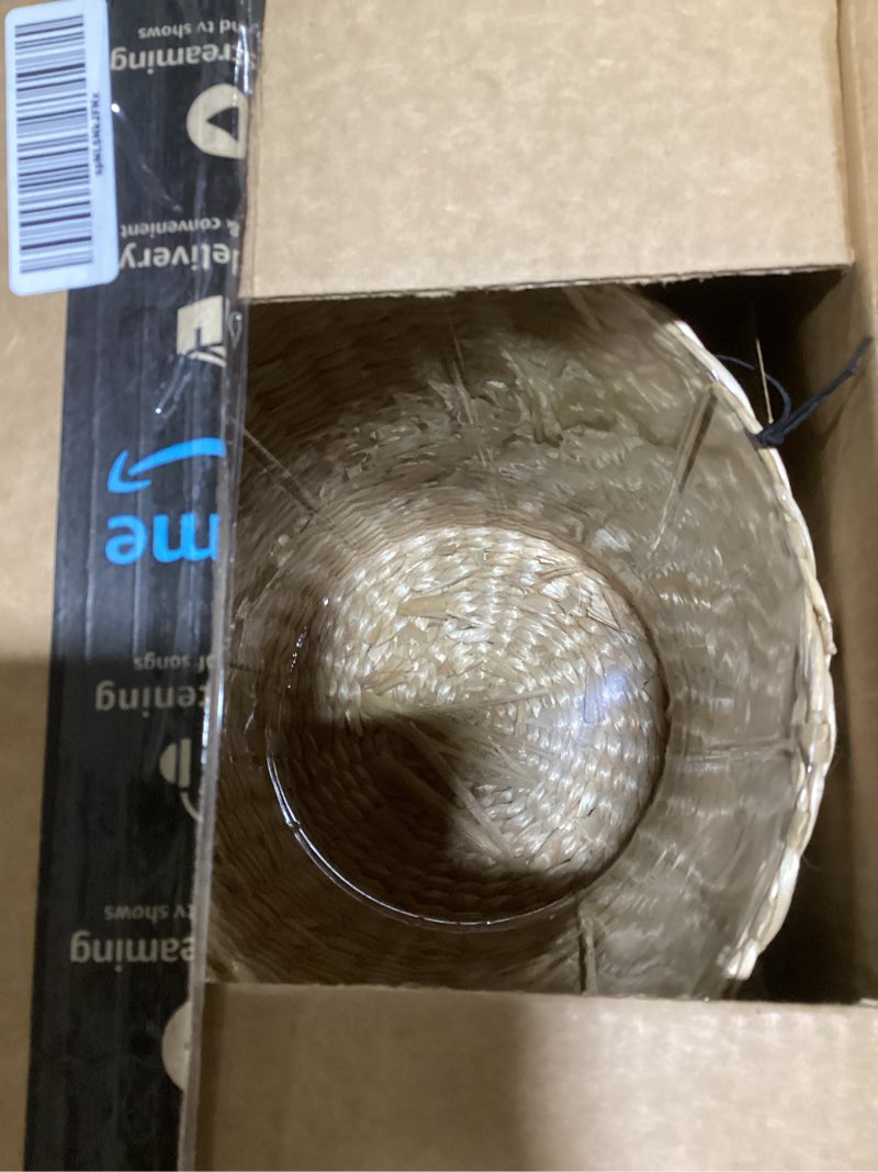 Condition photo showing Good Condition for Household Essentials Handwoven Cattail Wicker Waste Basket, Natural Natural Cattail Basket