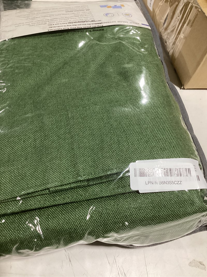 Condition photo showing Good Condition for 100% blackout shield linen blackout curtains for bedroom 63 inches long, back tab/rod pocket living room drapes, thermal insulated blackout curtains 2 panels set, 50" w x 63" l, moss green moss green 50"w x 63"l (pack of 2)