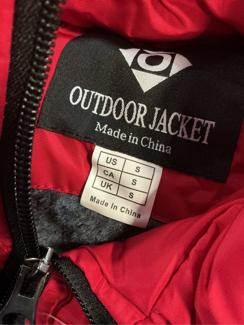 Condition photo showing Good Condition for women's winter puffer jacket with detachable hood, (size s), long waterproof warm parka coat