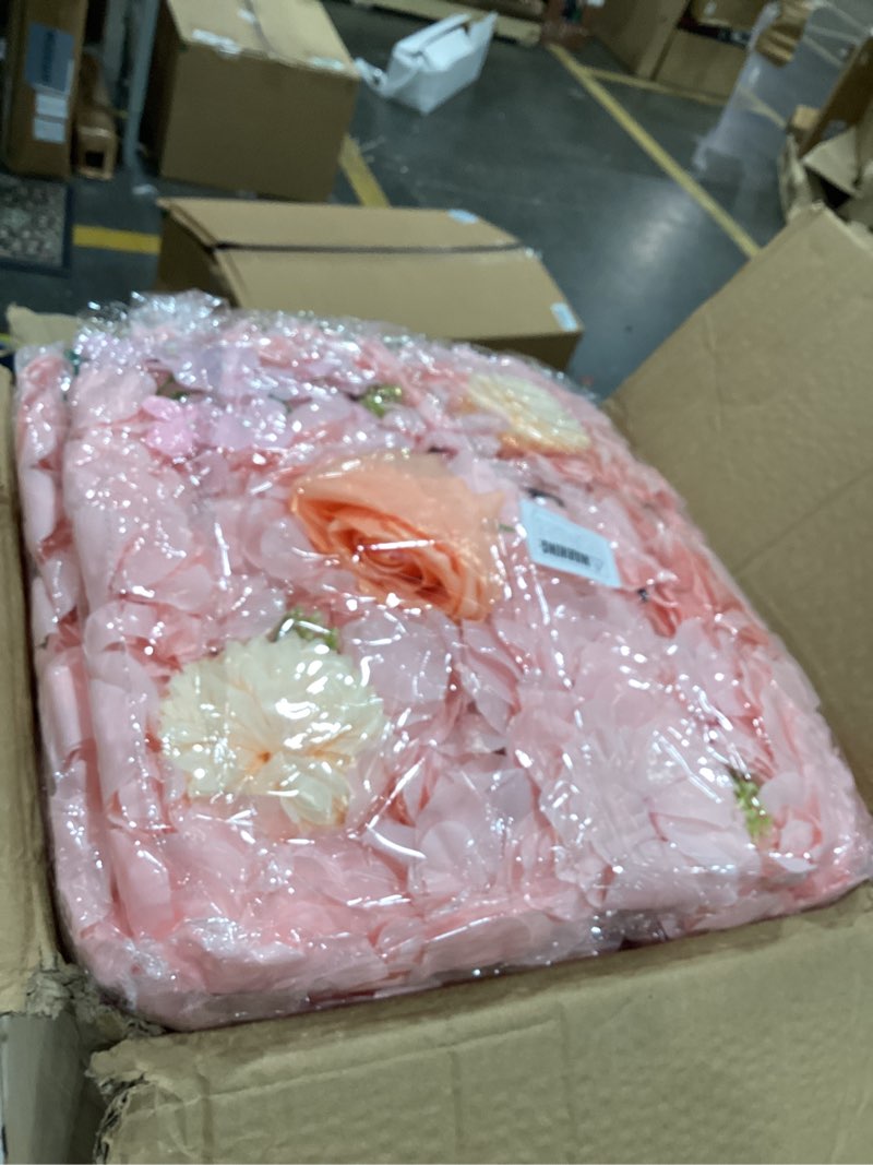 Condition photo showing Good Condition for FUHSY Pink Flower Wall Backdrop 3D Rose Flower Wall Panel 12 Packs 15 x 15 Inch Artificial Flower Wedding Backdrop for Photo Floral Background for Bridal Shower Birthday Party Stage Room Decor