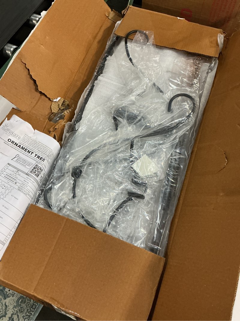 Condition photo showing New/Like New for Sunnydaze 5ft Metal Christmas Tree with Hanging Hooks - Compact Ornament Display Stand for Craft Shows & Holiday Markets - Black