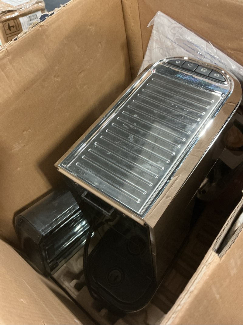 Condition photo showing As Is for 20bar espresso machine, compact espresso maker with milk frother, stainless steel coffee machine for cappuccino&latte, 42oz water tank, visible pressure gauge, home&office, silver